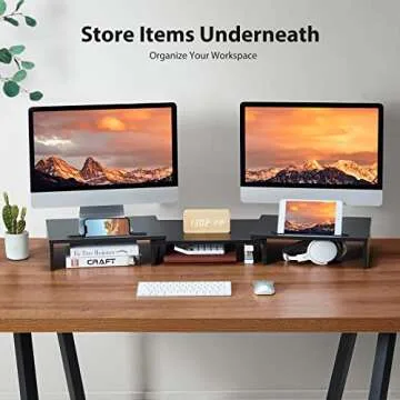 LORYERGO Dual Monitor Stand for 2 Monitors - Elevate Your Workspace with Style and Comfort