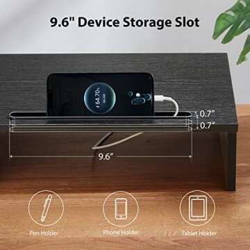 LORYERGO Dual Monitor Stand for 2 monitors, Monitor Stand for Desk, Monitor Riser with Storage, Computer Monitor Stand w/Slot for Tablet Cellphone, Dual Monitor Riser for PC, Laptop, Computer, Printer