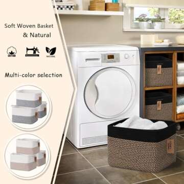 COMFY-HOMI 3PACK Cotton Rope Square Basket with Handles for Shelves|Dog Toy Basket Bin and Storage|B...