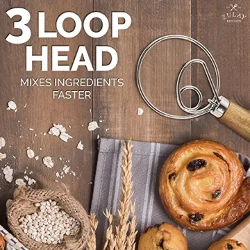 Zulay Kitchen Danish Dough Whisk - Perfect for Baking