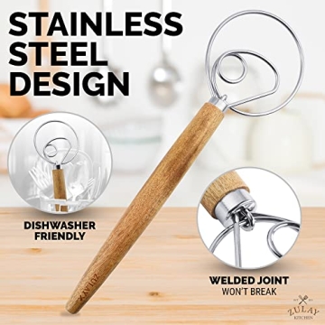 Zulay Kitchen Danish Dough Whisk - Perfect for Baking
