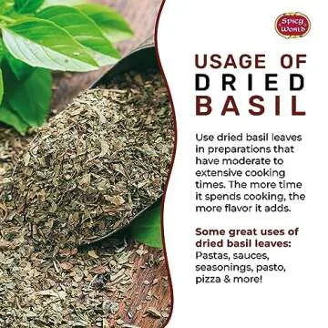 Dried Basil Leaves 7oz (200g) - Natural, Non-GMO, Vegan, Ayurveda Herb - by Spicy World