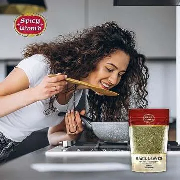 Dried Basil Leaves 7oz (200g) - Natural, Non-GMO, Vegan, Ayurveda Herb - by Spicy World