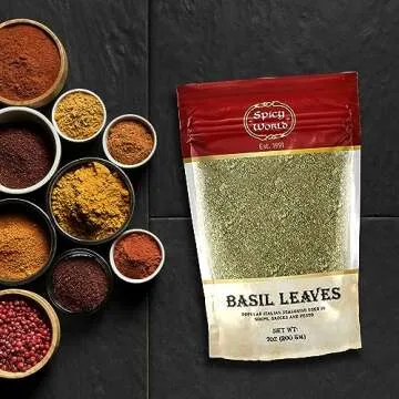 Dried Basil Leaves 7oz (200g) - Natural, Non-GMO, Vegan, Ayurveda Herb - by Spicy World