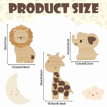 Barydat 3 Pcs Safari Nursery Decor Woodland Animal Nursery Decoration Woodland Wooden Animal Jungle ...