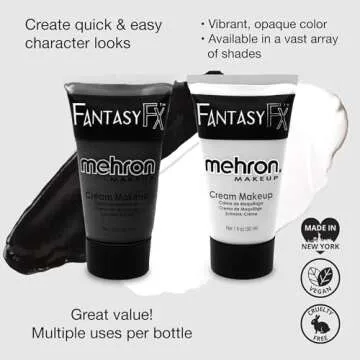Mehron Makeup Fantasy F/X Water Based Face & Body Paint Black and White Face Paint Bundle