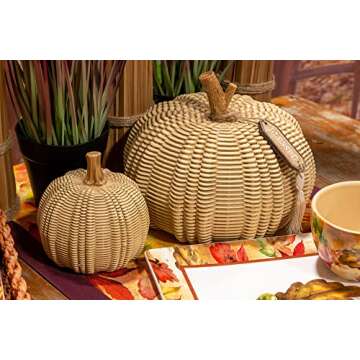 Boston International Pumpkin Décor - Wicker Textured Autumn Decoration