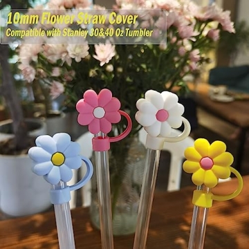 Colorful Flower Straw Covers for Stanley Tumblers