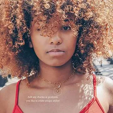 Aobei Pearl 18K Gold Paperclip Chain Necklace Open Love Heart Pendant Necklace with Micro-pave Cubic Zirconia Screw Lock Jewelry for Women