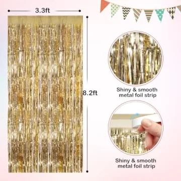 Foil Fringe Curtains - Champagne Gold Party Decor