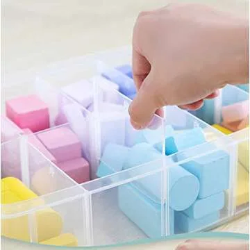 Sooyee 3-Layer Things & Crafts Storage Box with 30 Adjustable Compartments for Organizing Washi Tape, Embroidery Accessories, Threads Bobbins, Kids Toy, Nail Polish, Jewelry - Large