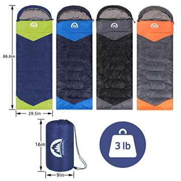 SWTMERRY Sleeping Bag 3 Seasons (Summer, Spring, Fall) Warm & Cool Weather - Lightweight,Waterproof ...