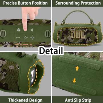 Aenllosi for JBL Charge 6 Wireless Bluetooth Speaker Silicone Cover Case with Adjustable Shoulder St...