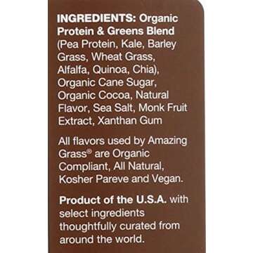 Amazing Grass Vegan Protein & Kale Powder: 20g of Organic Protein + 1 Cup Leafy Greens per Serving, Chocolate, 15 Servings