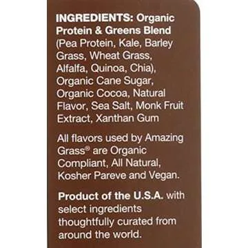 Amazing Grass Vegan Protein & Kale Powder: 20g of Organic Protein + 1 Cup Leafy Greens per Serving, Chocolate, 15 Servings