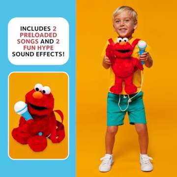 Singing Machine Karaoke Plush Sesame Street Toys (Abby Elmo Plush Toy) - Adjustable Carrying Straps - Sing-Along Built-in Real Working Microphone & Speaker with Record & Playback Function