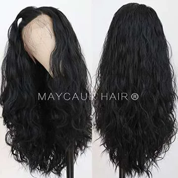 Maycaur Long Black Lace Front Wig for Everyday Style