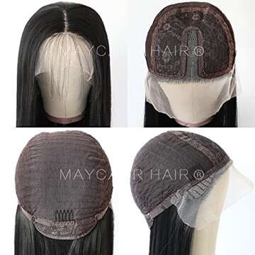 Maycaur Long Black Hair Lace Wigs Loose Wavy Hair Glueless Heat Resistant Synthetic Lace Front Wigs for Black Women
