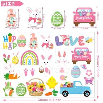 MARFOREVER 50pcs Easter Removable Reusable Window Decals, Thick Gel Clings for Adults Kids, Spring P...