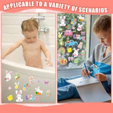 MARFOREVER 50pcs Easter Removable Reusable Window Decals, Thick Gel Clings for Adults Kids, Spring Party Supplies, Multicolor for Easter, Glass Surface Recommended