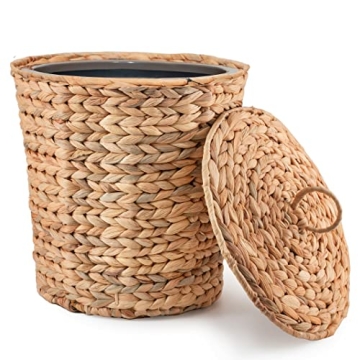 KOLWOVEN Eco-Friendly Wicker Trash Can with Lid - Stylish Waste Basket for Home