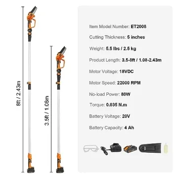 VEVOR 2-in-1 Cordless Pole Saw & Mini Chainsaw for Tree Trimming