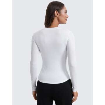 CRZ YOGA Ribbed Modal Casual Long Sleeve Henley Shirts for Women Soft Stretchy Knit Layering Basic F...