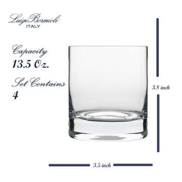 Luigi Bormioli Classico Set of 4 DOF Glasses, 13.5 Oz. Whiskey Glass, Made in Italy Drinking Glasses, Crystal SON-hyx Glass, Dishwasher Safe