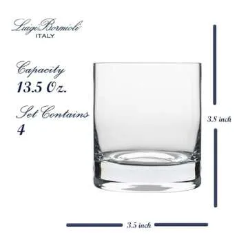 Luigi Bormioli Classico Set of 4 DOF Glasses, 13.5 Oz. Whiskey Glass, Made in Italy Drinking Glasses, Crystal SON-hyx Glass, Dishwasher Safe