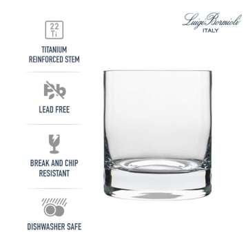 Luigi Bormioli Classico Set of 4 DOF Glasses, 13.5 Oz. Whiskey Glass, Made in Italy Drinking Glasses, Crystal SON-hyx Glass, Dishwasher Safe