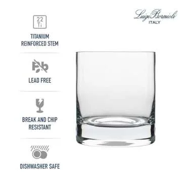 Luigi Bormioli Classico Set of 4 DOF Glasses, 13.5 Oz. Whiskey Glass, Made in Italy Drinking Glasses, Crystal SON-hyx Glass, Dishwasher Safe