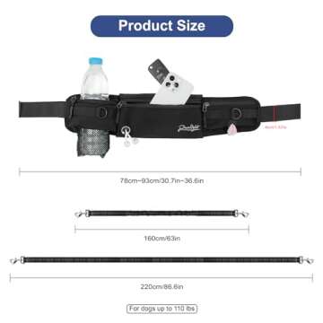 Runlight Hands Free Dog Leash Crossbody Dog Running Leash Waist Belt with Zipper Pouch for Small Med...