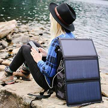 Foxelli Solar Charger 21W - Charge 3 USB Devices Outdoors