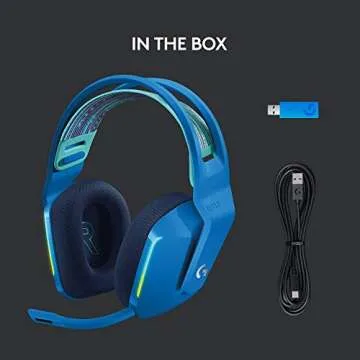 Logitech G733 LIGHTSPEED Wireless Gaming Headset with suspension headband, LIGHTSYNC RGB, Blue VO!CE mic technology and PRO-G audio drivers - Blue