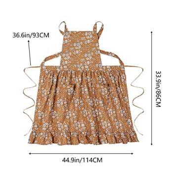 Cute Floral Chef Apron with Pockets for Women