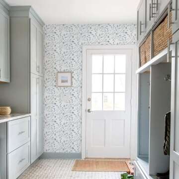 Heroad Brand Boho Peel and Stick Wallpaper Watercolor Blue Wallpaper Leaf Contact Paper Light Blue R...