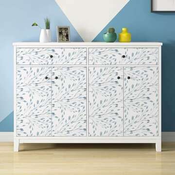 Heroad Brand Boho Peel and Stick Wallpaper Watercolor Blue Wallpaper Leaf Contact Paper Light Blue Removable Wallpaper Contact Paper for Cabinets Self-Adhesive Thicken Vinyl Wallpaper 16.1”x78.7”