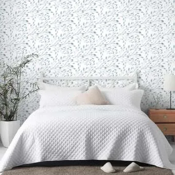 Heroad Brand Boho Peel and Stick Wallpaper Watercolor Blue Wallpaper Leaf Contact Paper Light Blue Removable Wallpaper Contact Paper for Cabinets Self-Adhesive Thicken Vinyl Wallpaper 16.1”x78.7”