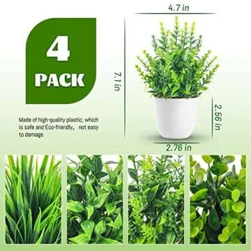 Miracliy 4 Pack Fake Plants Small Artificial Faux Plants Indoor for Home Office Farmhouse Bathroom D...