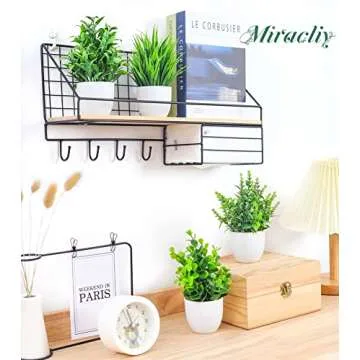 Miracliy 4 Pack Fake Plants Small Artificial Faux Plants Indoor for Home Office Farmhouse Bathroom Decor