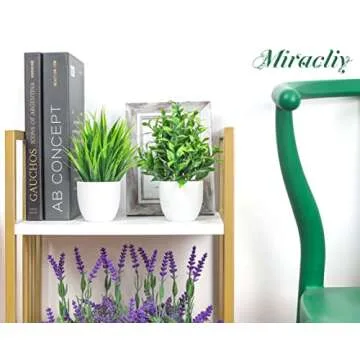 Miracliy 4 Pack Fake Plants Small Artificial Faux Plants Indoor for Home Office Farmhouse Bathroom Decor