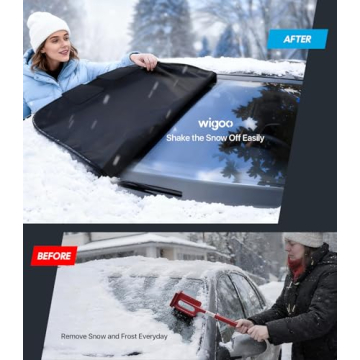 Wigoo 2026 Upgrade Car Windshield Cover for Ice and Snow, Heavy Magnetic Protector for Winter Weathe...