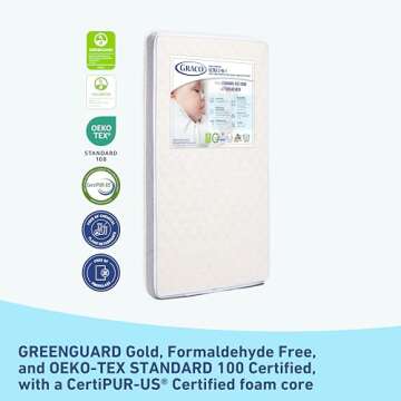 Graco Ultra 2-in-1 Premium Dual-Sided Crib & Toddler Mattress - GREENGUARD Gold and Oeko-TEX Standard 100 Certified, CertiPUR-US Certified Foam, 2-Sided Mattress Fits Any Brand of Crib & Toddler Bed