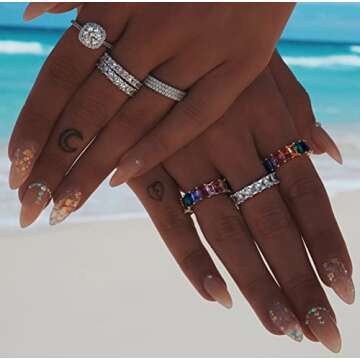 Aojun 14K Gold Vermeil CZ Promise Ring for Women