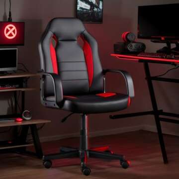 Ergonomic Computer Gaming Chair Home Office Racing Executive Video Task Desk PU Leather for Adults T...