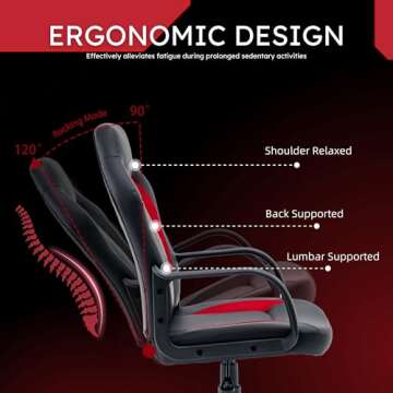 Ergonomic Computer Gaming Chair Home Office Racing Executive Video Task Desk PU Leather for Adults Teens Kids Gamer