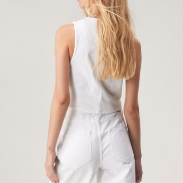 Women Sexy Denim Vest Deep V Neck Lightweight Fashion