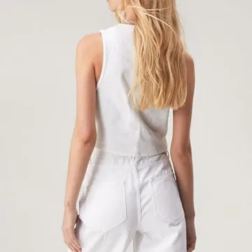 Women Sexy Denim Vest Deep V Neck Lightweight Fashion