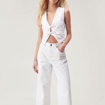 Women Sexy Denim Vest Deep V Neck Lightweight Fashion