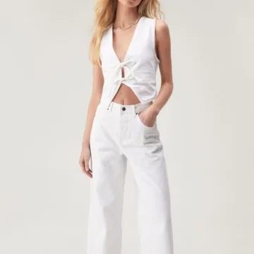 Women Sexy Denim Vest Deep V Neck Lightweight Fashion